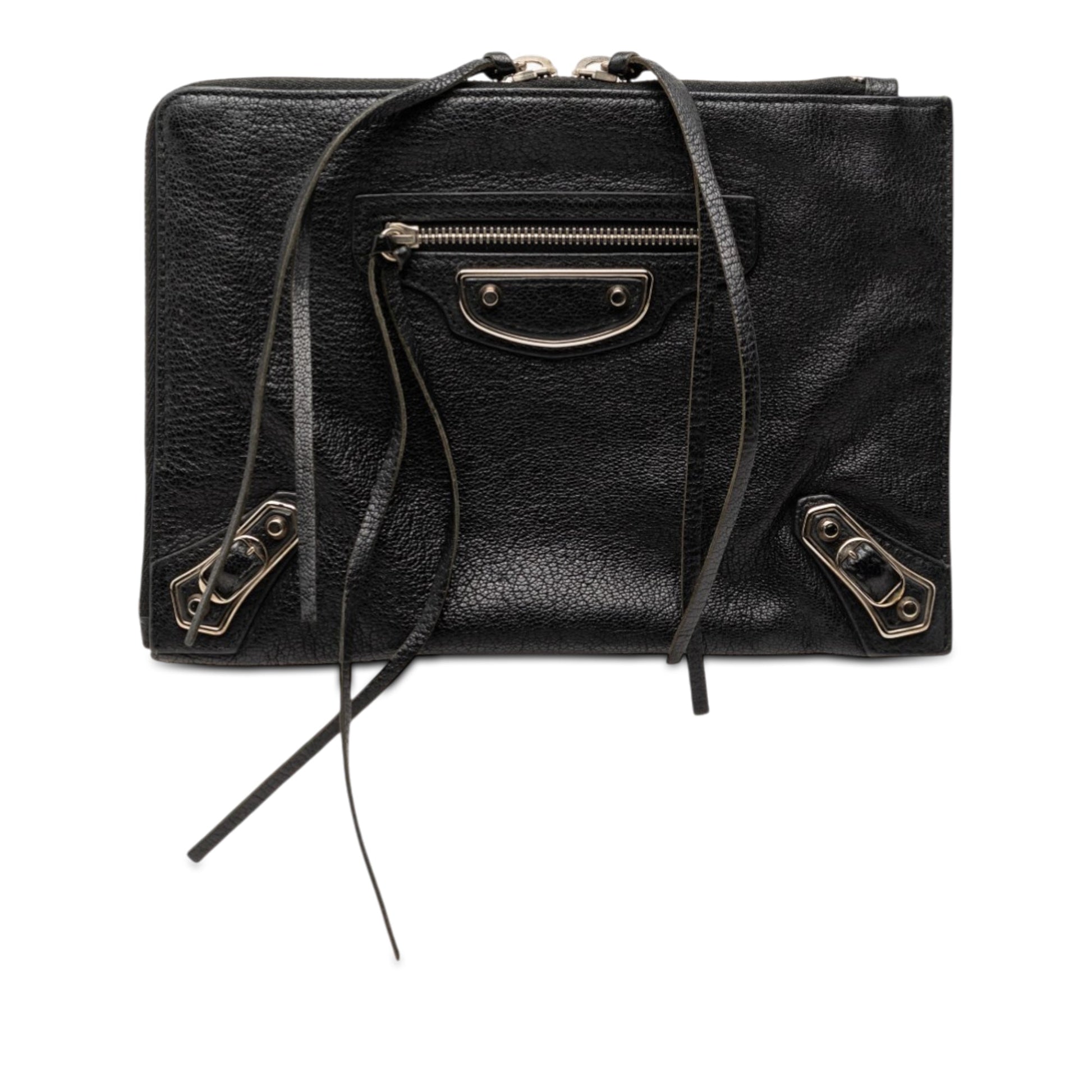 Balenciaga Chevre Motocross Classic Metallic Edge Clutch