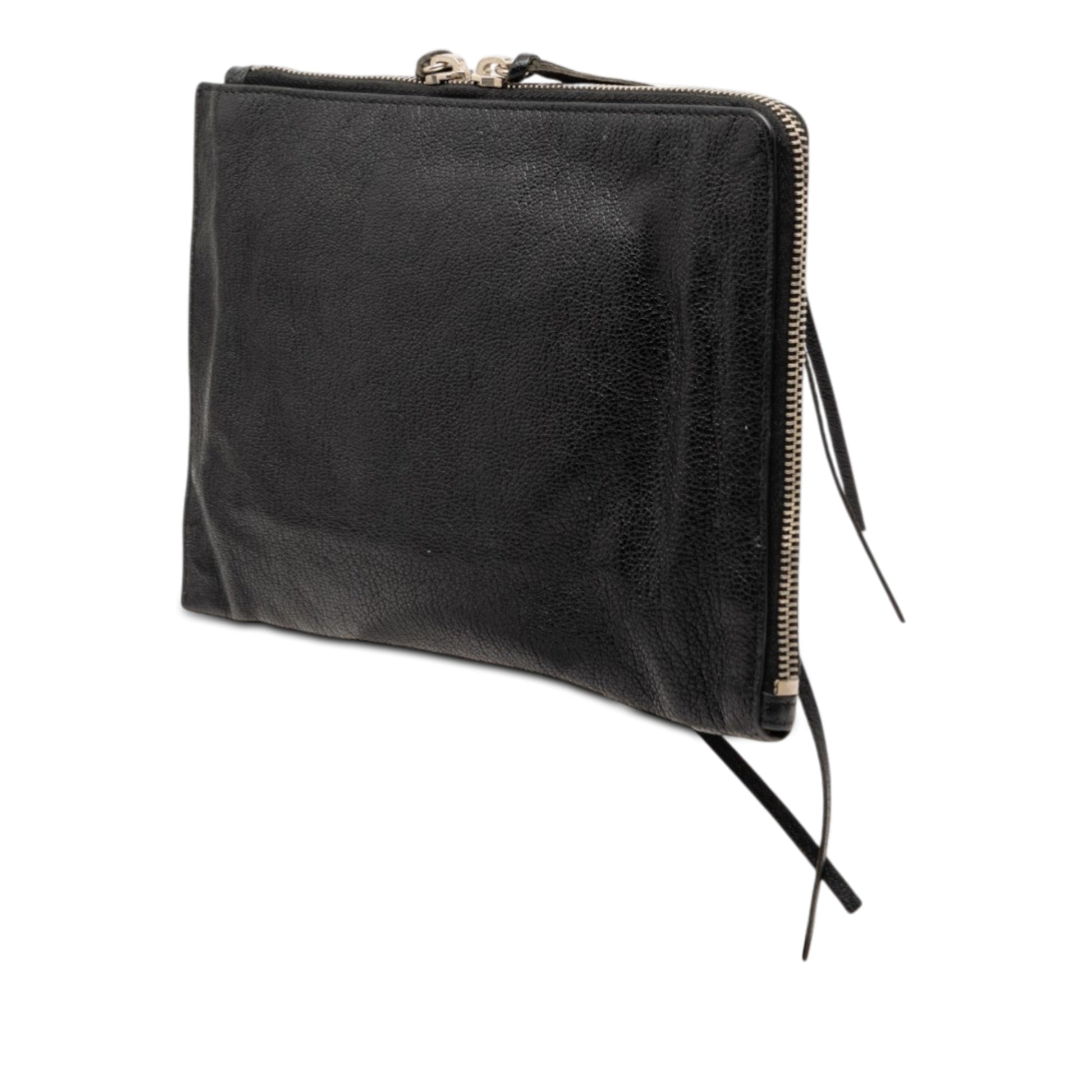 Balenciaga Chevre Motocross Classic Metallic Edge Clutch