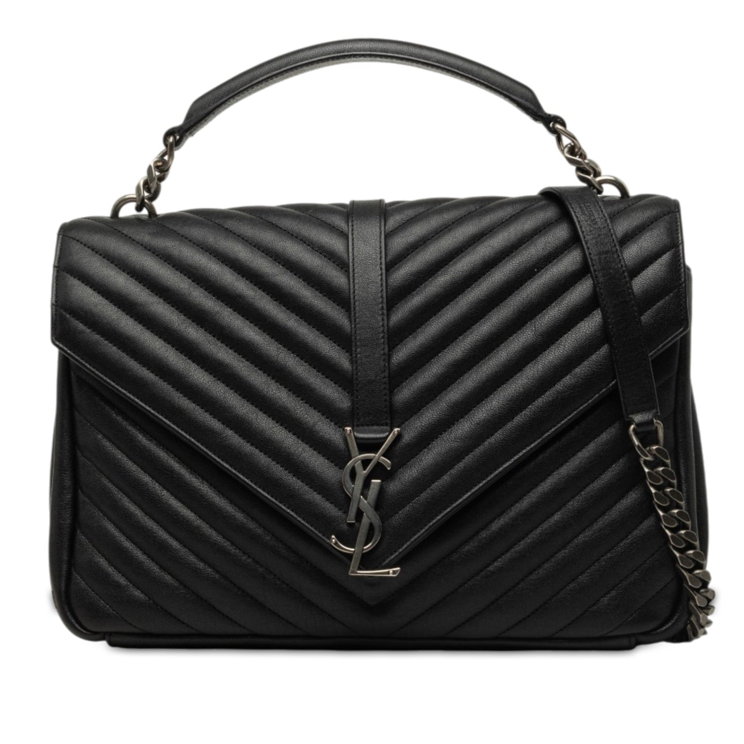 Saint Laurent Large Chevron Sheepskin Monogram College Bag