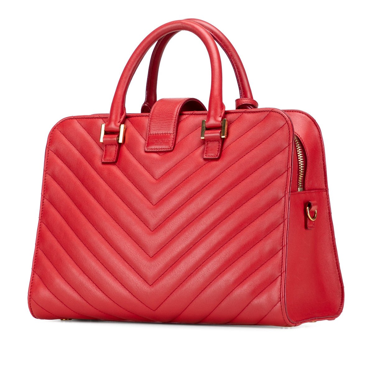 Saint Laurent Small Chevron Calfskin Monogram Cabas Satchel