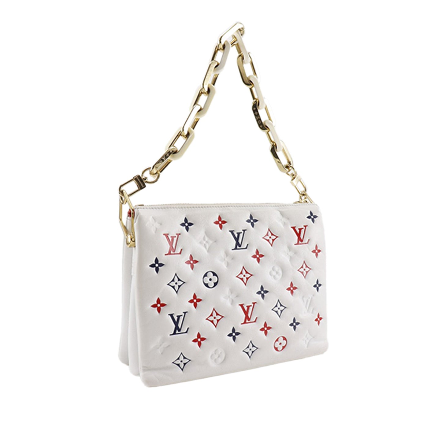 Tricolor Monogram Embossed Puffy Lambskin Coussin PM
