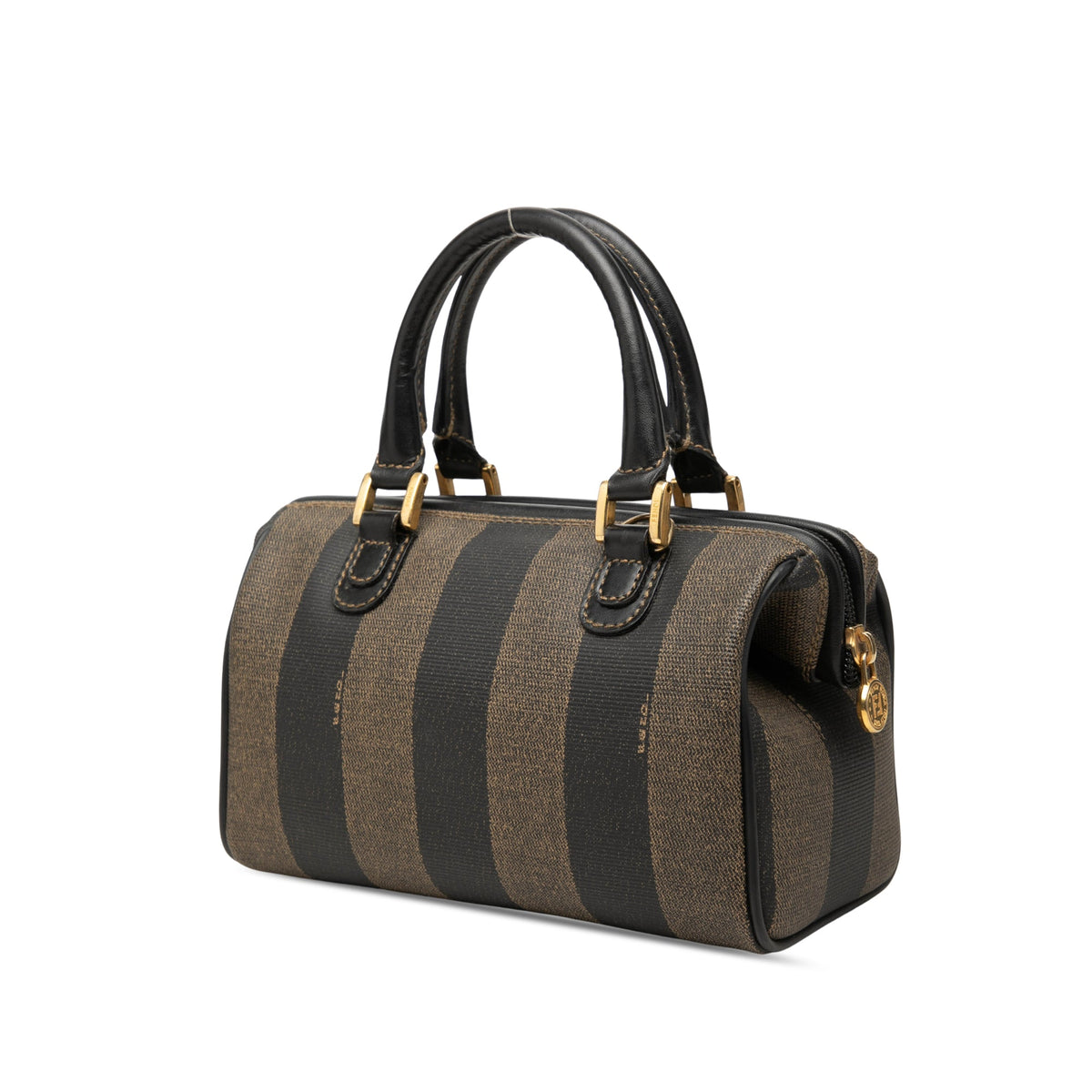 Fendi Mini Pequin Coated Canvas Convertible Boston Bag — Brown