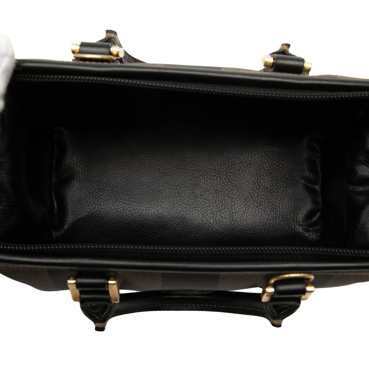 Fendi Mini Pequin Coated Canvas Convertible Boston Bag — Brown