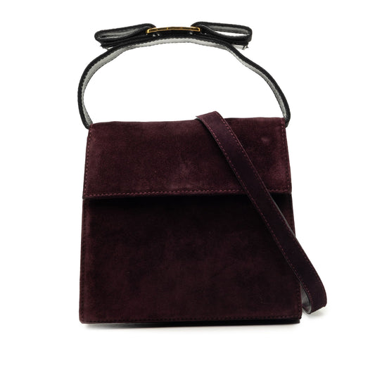 Ferragamo Suede Vara Bow Top Handle Bag