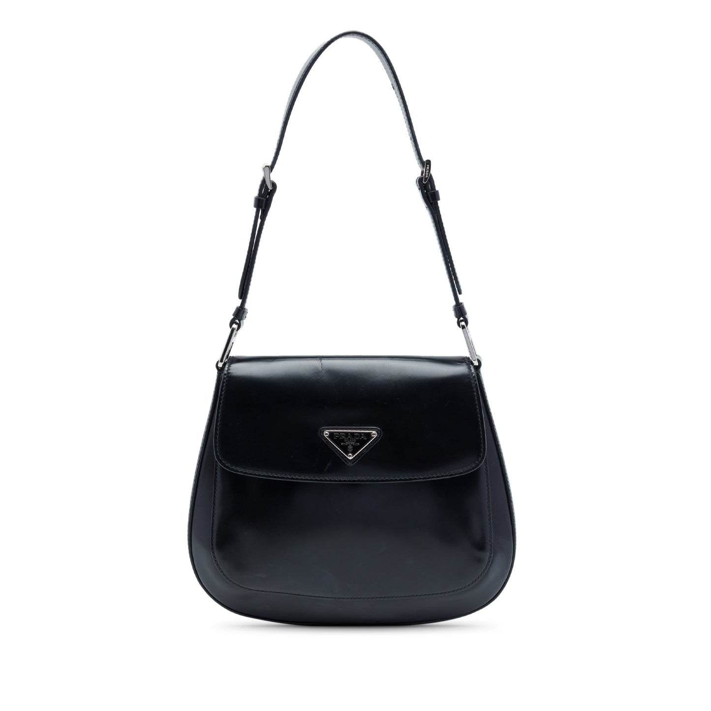Prada Spazzolato Leather Cleo Flap Shoulder Bag