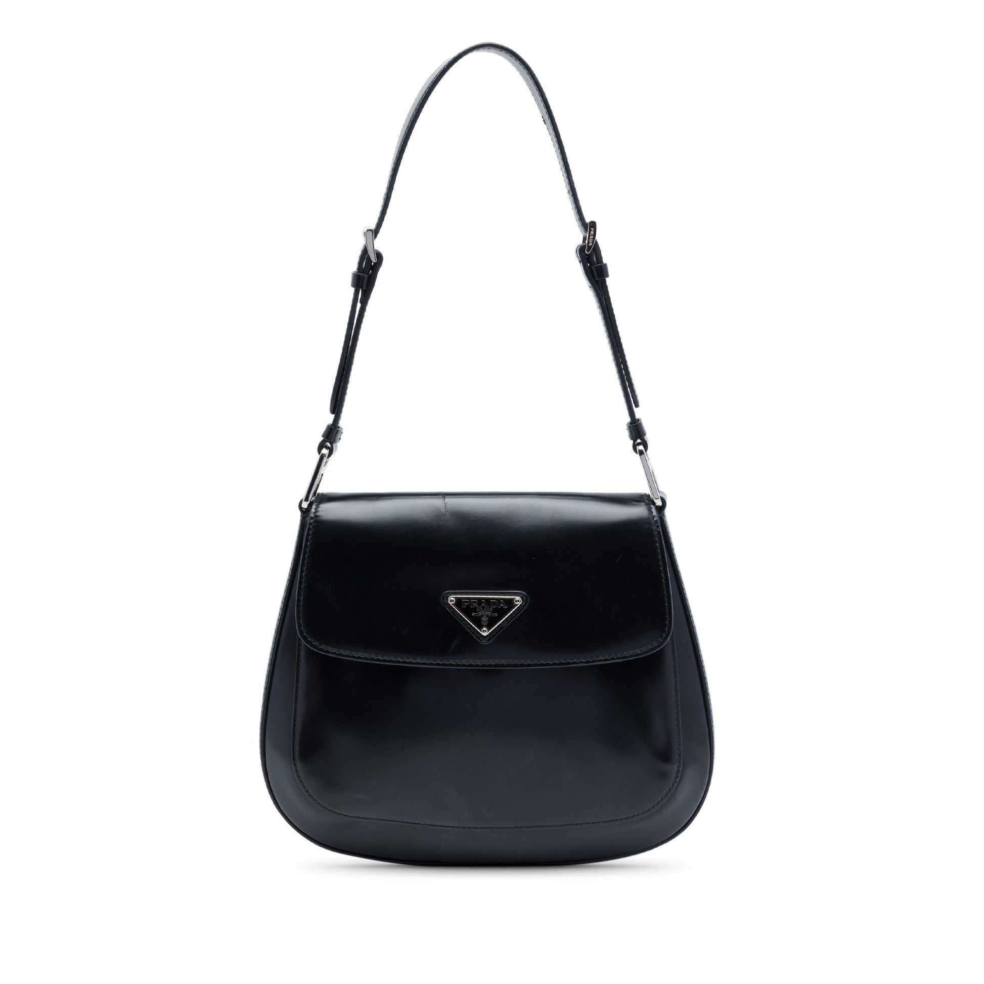 Prada Spazzolato Leather Cleo Flap Shoulder Bag
