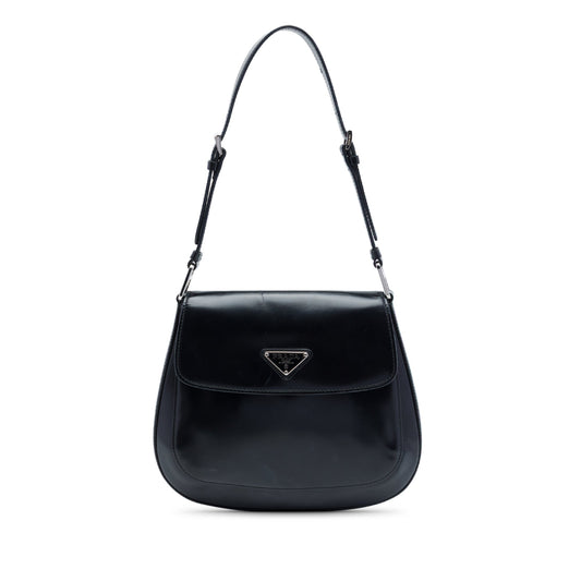Prada Spazzolato Leather Cleo Flap Shoulder Bag
