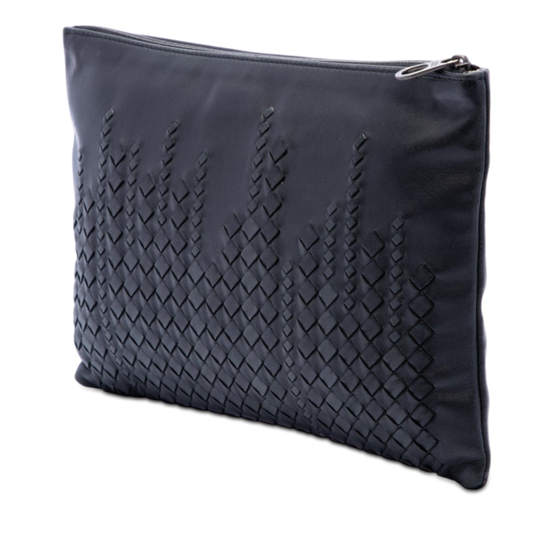 Bottega Veneta Intrecciato Trimmed Leather Clutch