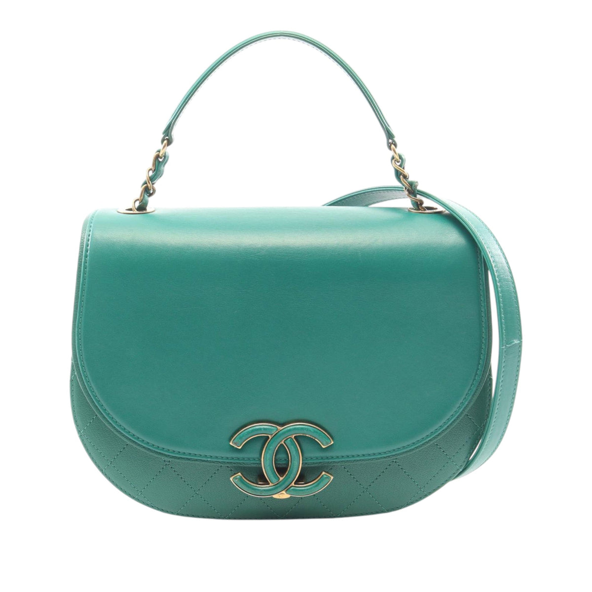 Chanel Medium Shiny Calfskin and Quilted Goatskin Coco Curve Flap