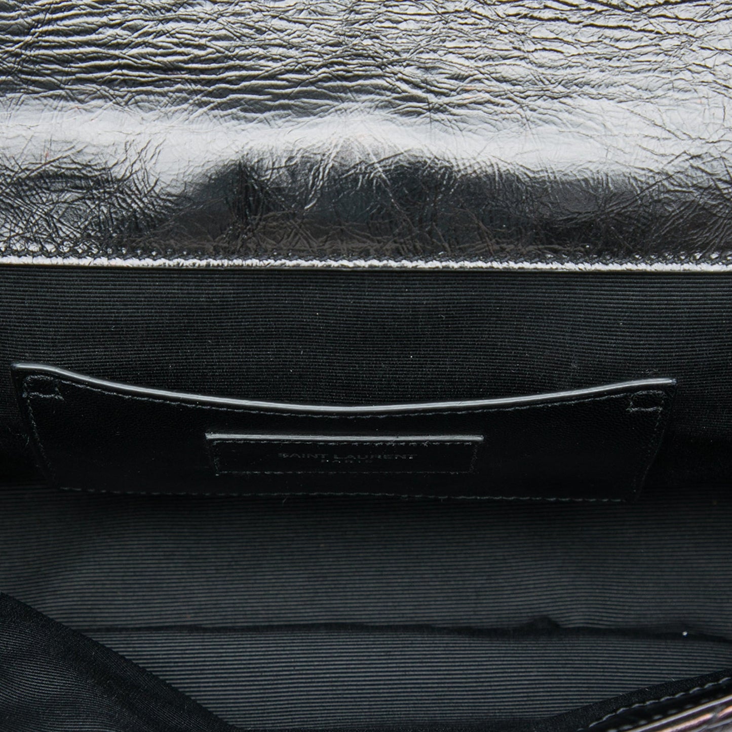 Saint Laurent Medium Chevron Metallic Crinkled Calfskin Punk Chain Bag
