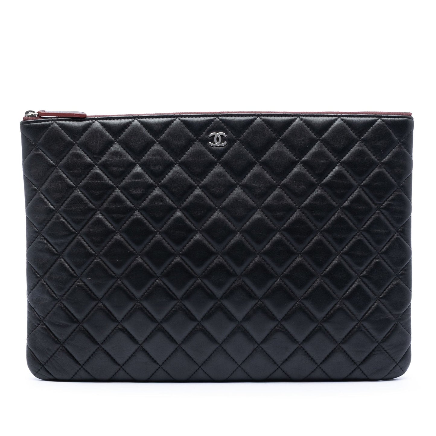 Chanel Large Quilted Lambskin O Case Clutch
