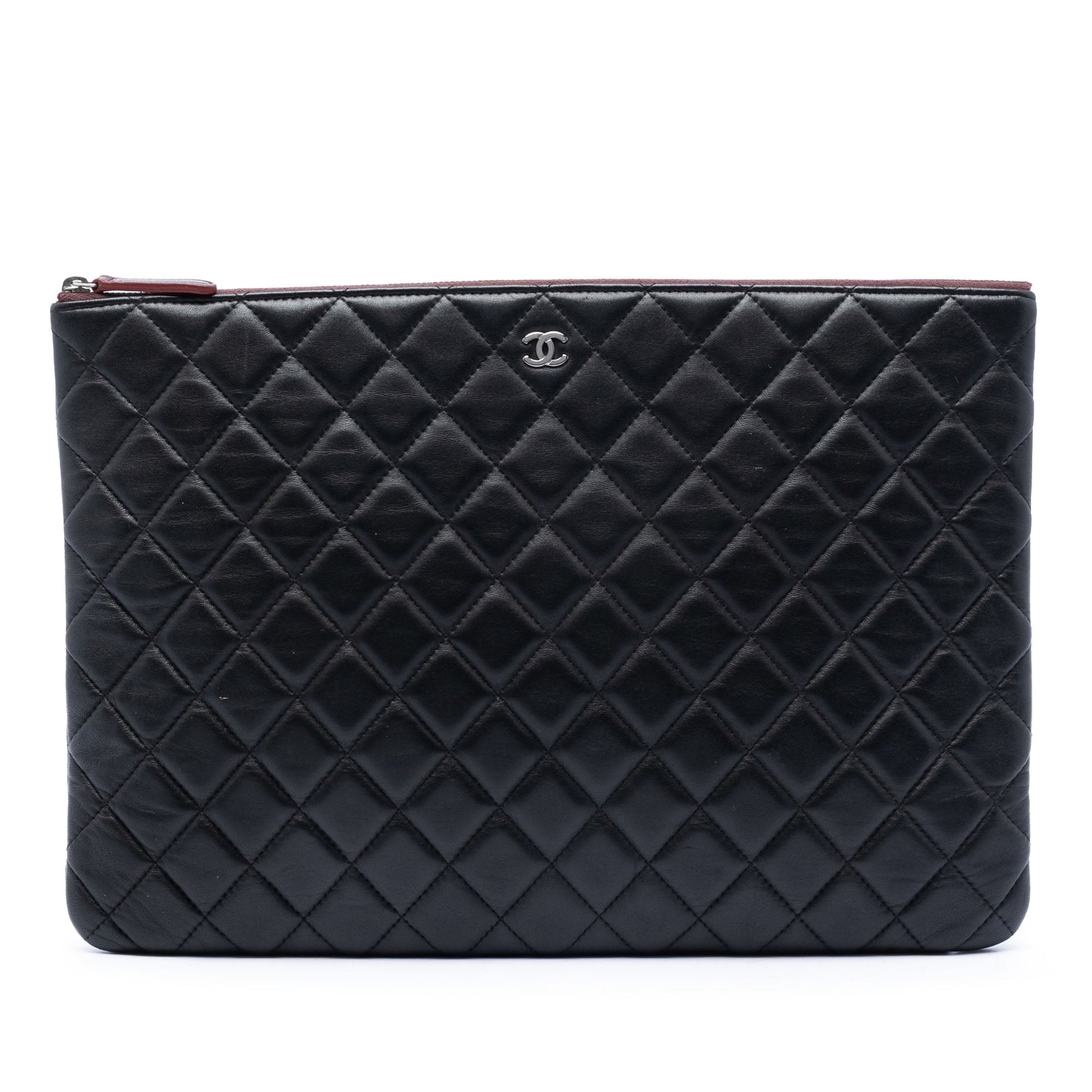 Chanel Large Quilted Lambskin O Case Clutch