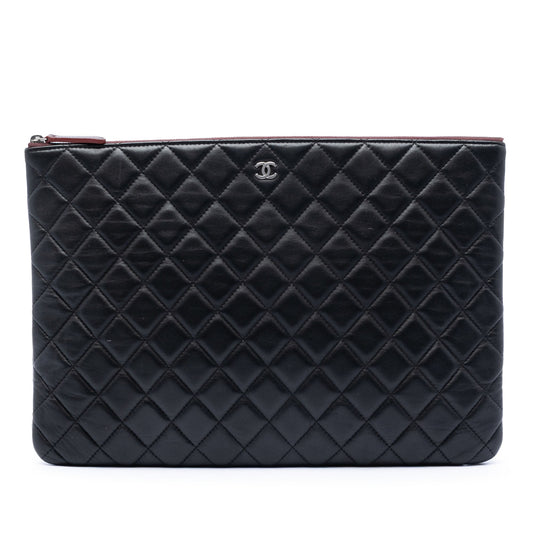 Chanel Large Quilted Lambskin O Case Clutch
