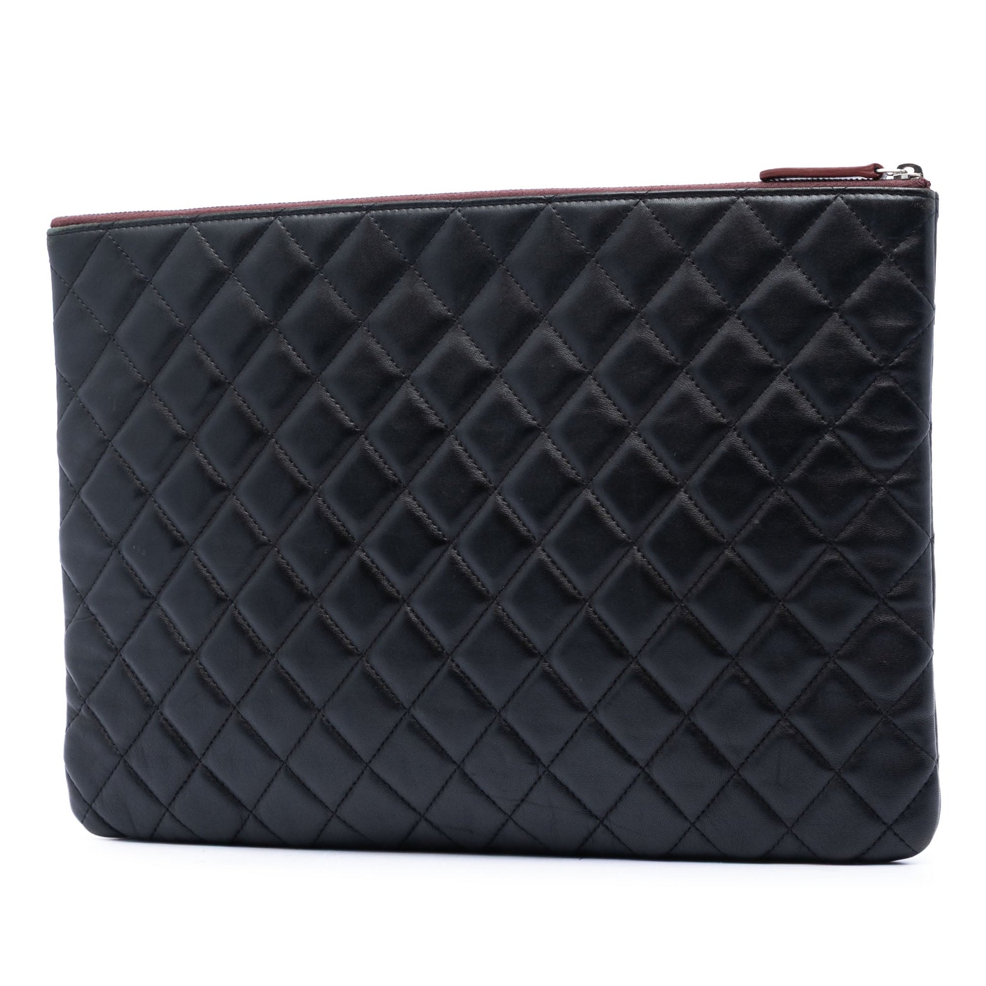 Chanel Large Quilted Lambskin O Case Clutch