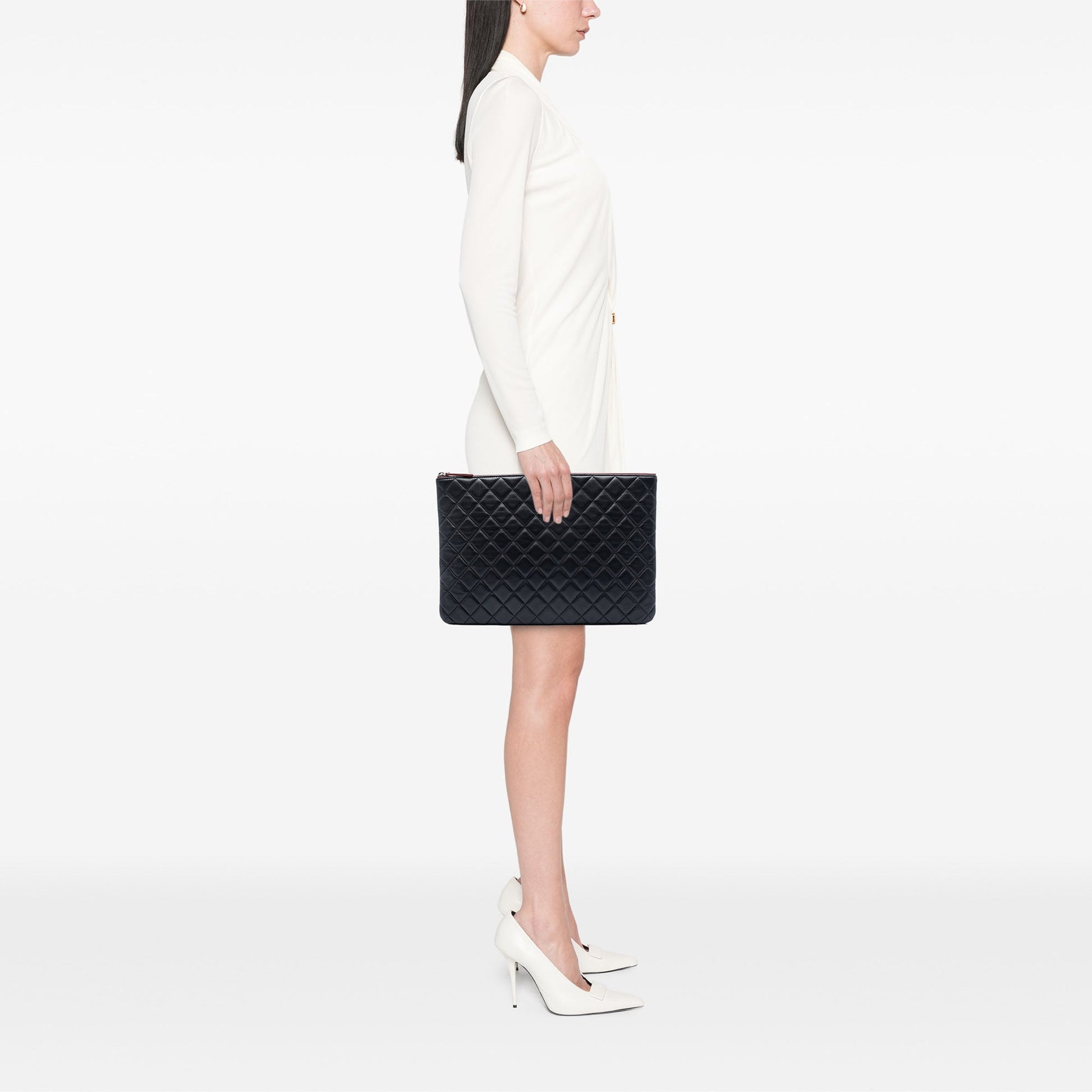 Chanel Large Quilted Lambskin O Case Clutch