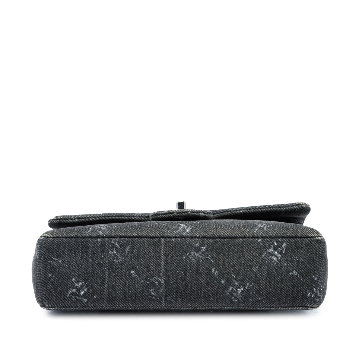 Chanel Medium Classic Printed Denim Double Flap — Black