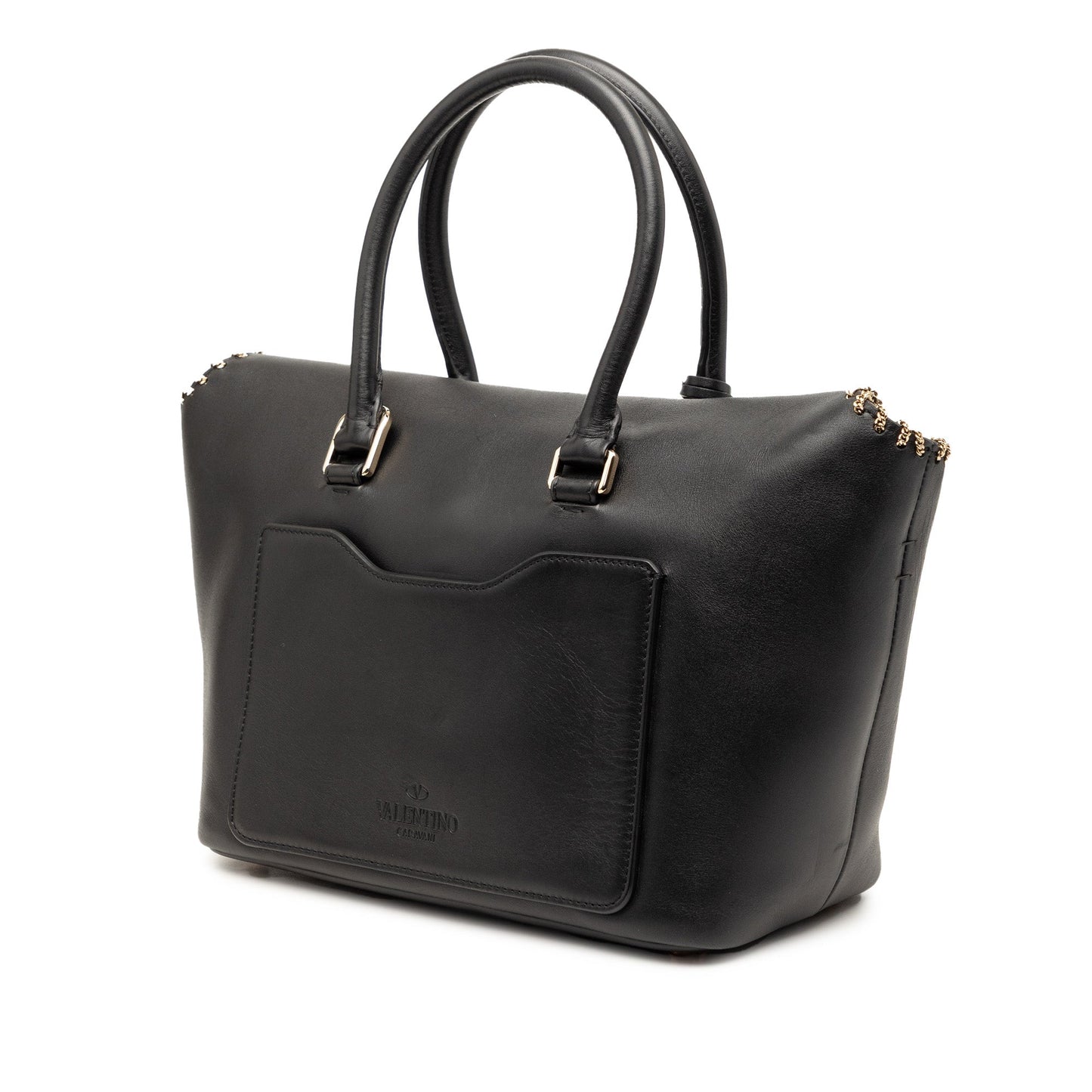 Valentino Leather Demilune Whipstitch Satchel