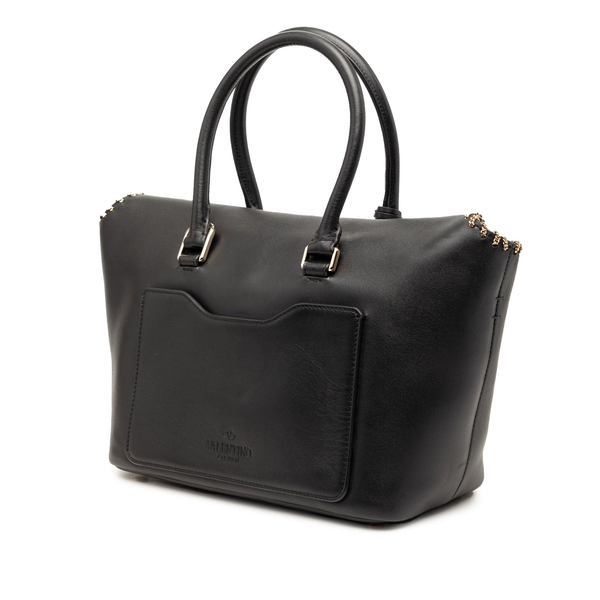 Valentino Leather Demilune Whipstitch Satchel