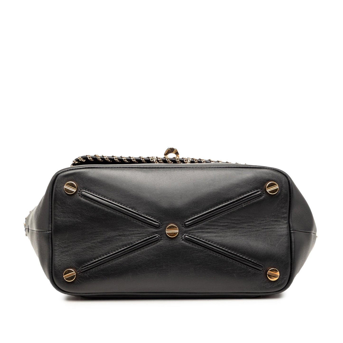 Valentino Leather Demilune Whipstitch Satchel