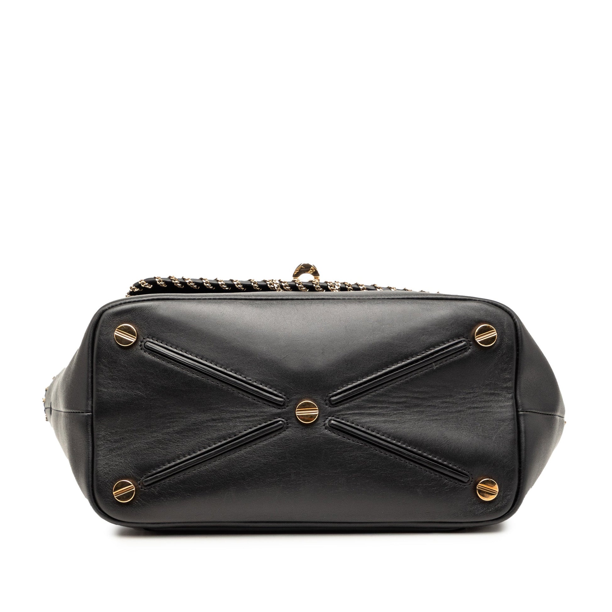 Valentino Leather Demilune Whipstitch Satchel
