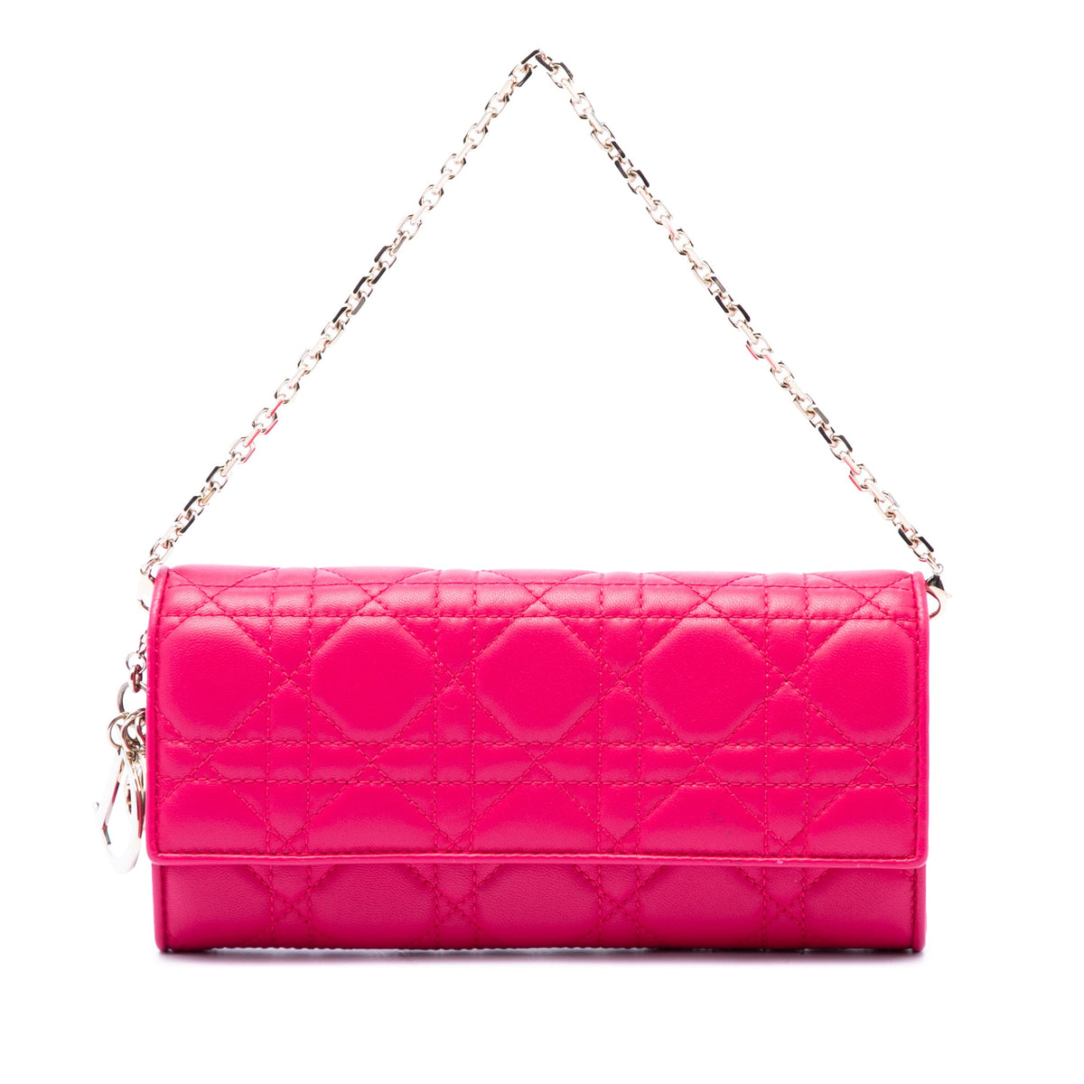 Dior Lambskin Cannage Lady Dior Wallet On Chain