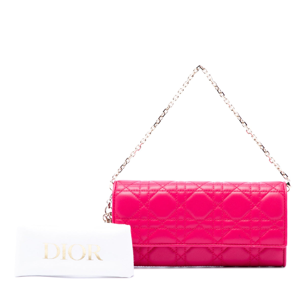 Dior Lambskin Cannage Lady Dior Wallet On Chain