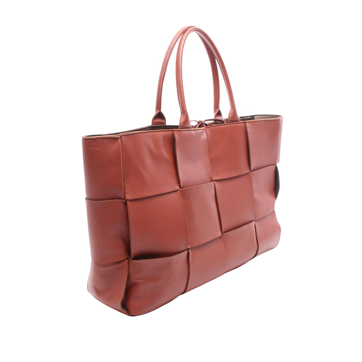 Bottega Veneta Large Lambskin Maxi Intrecciato Arco Tote — Brown