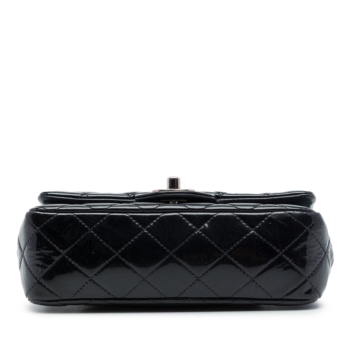 Chanel Mini Rectangular Classic Patent Single Flap — Black