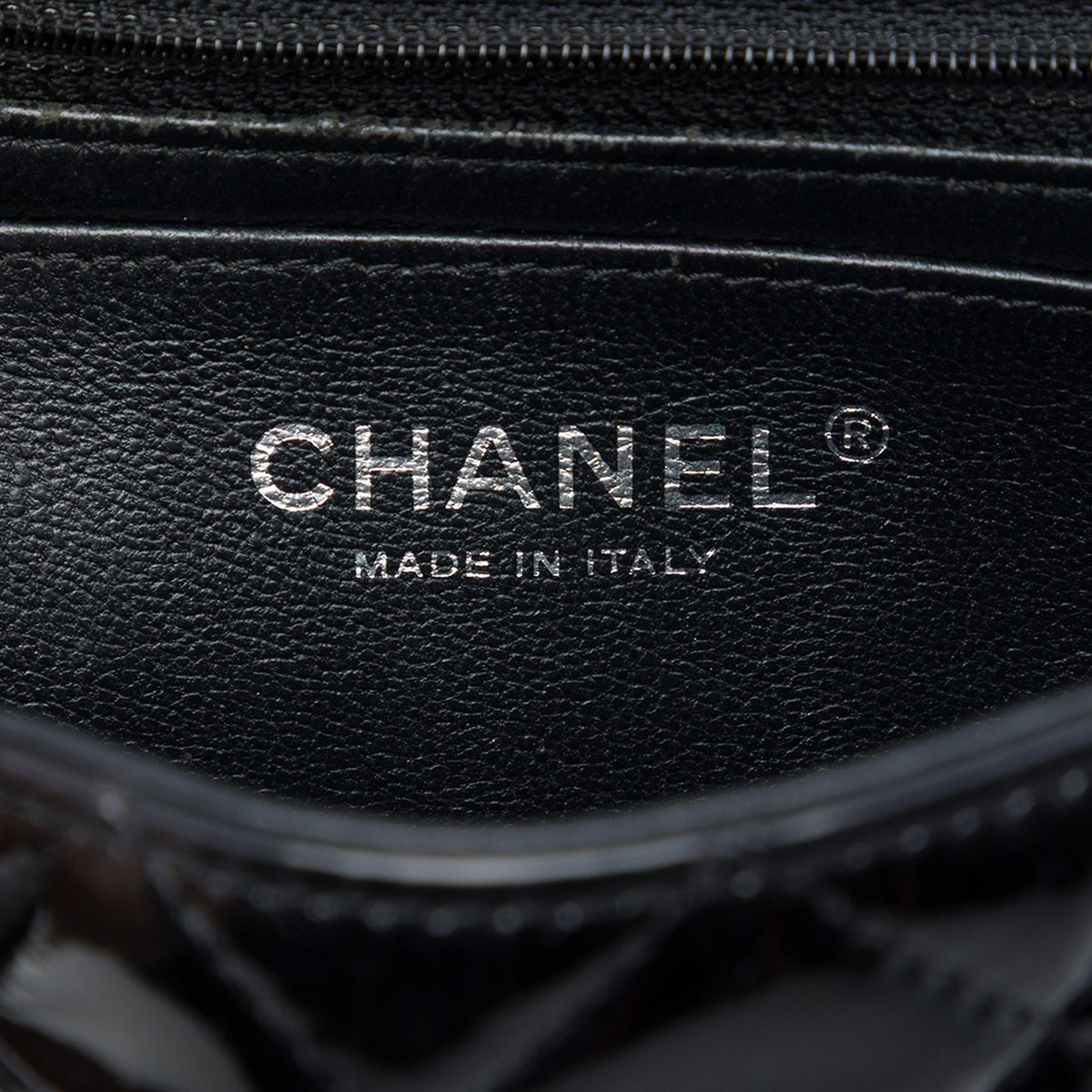 Chanel Mini Rectangular Classic Patent Single Flap — Black