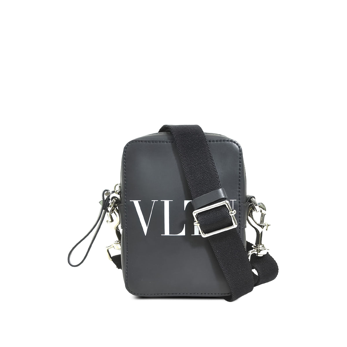 Valentino Small Leather VLTN Crossbody — Black