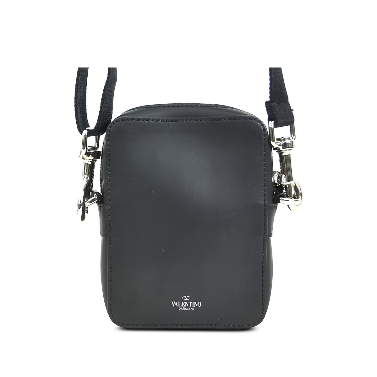 Valentino Small Leather VLTN Crossbody — Black