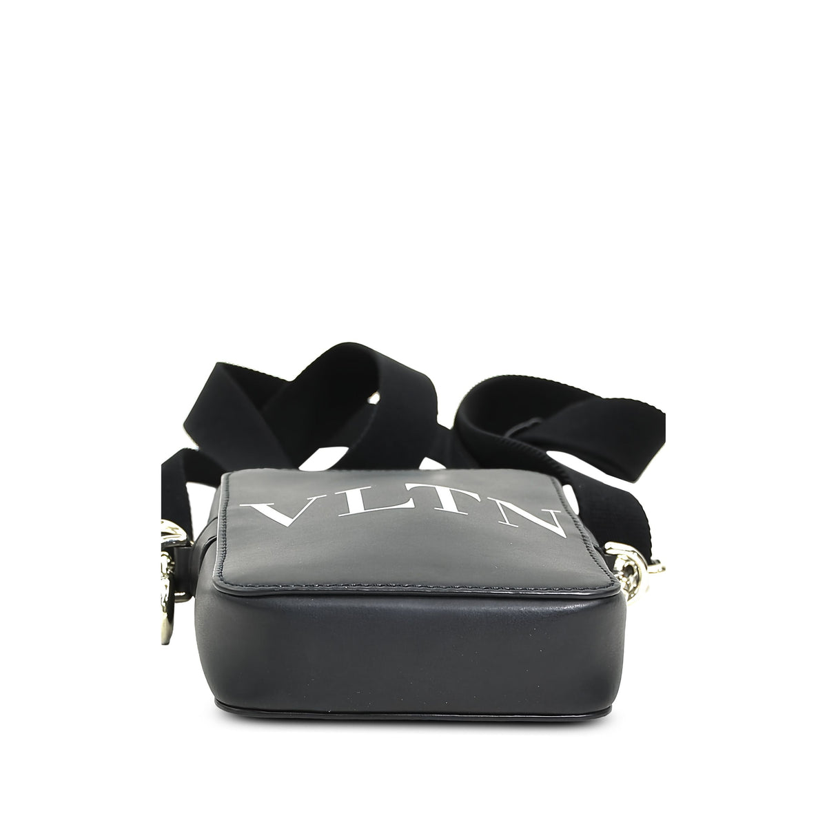 Valentino Small Leather VLTN Crossbody — Black