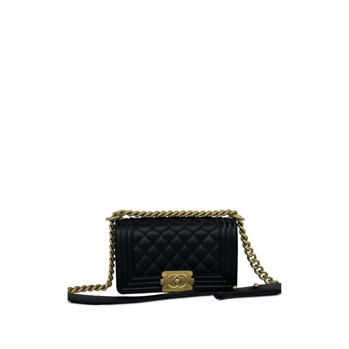 Chanel Small Quilted Caviar Boy Flap — Black