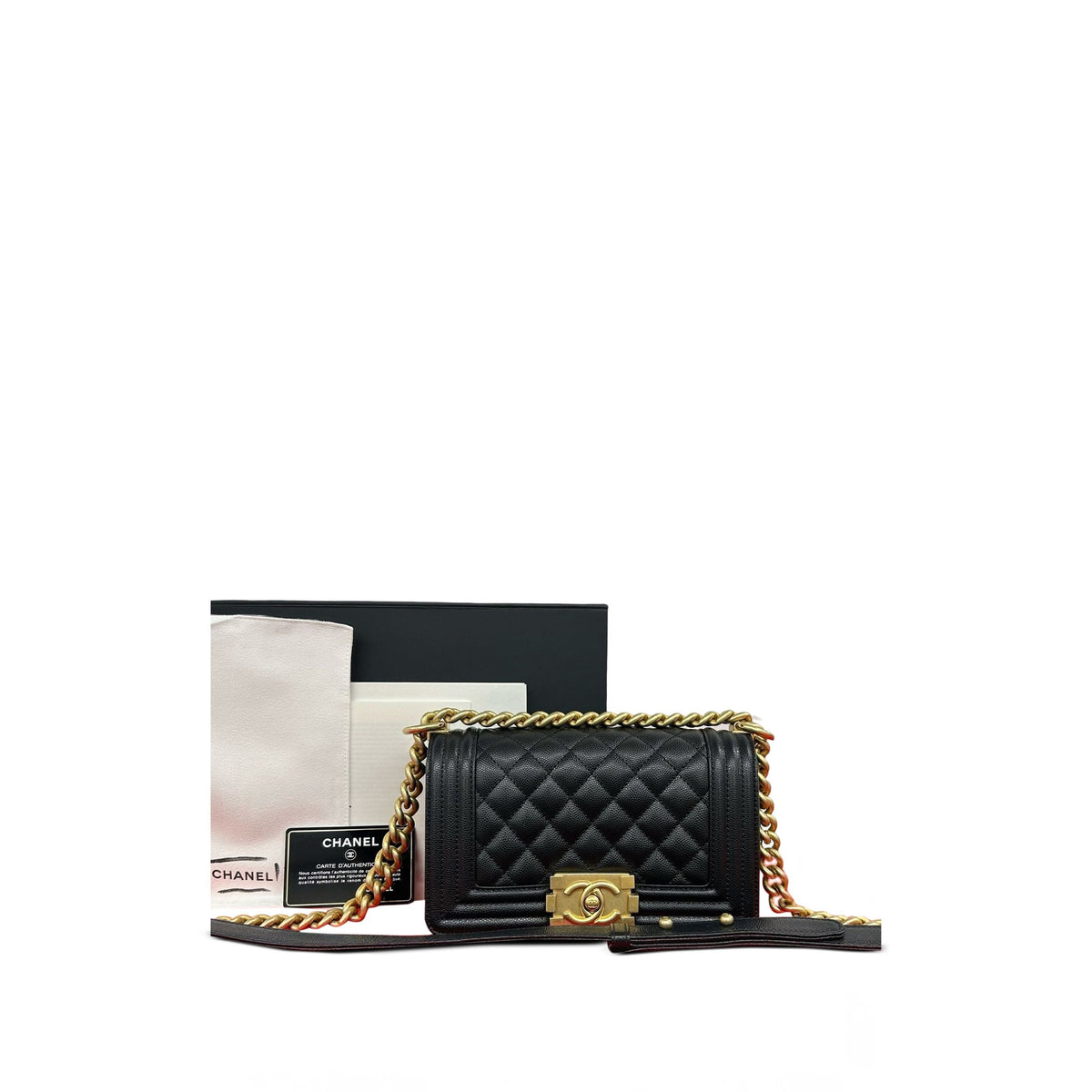 Chanel Small Quilted Caviar Boy Flap — Black