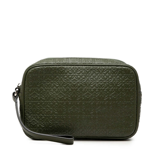 LOEWE Embossed Anagram Leather Wristlet Pouch