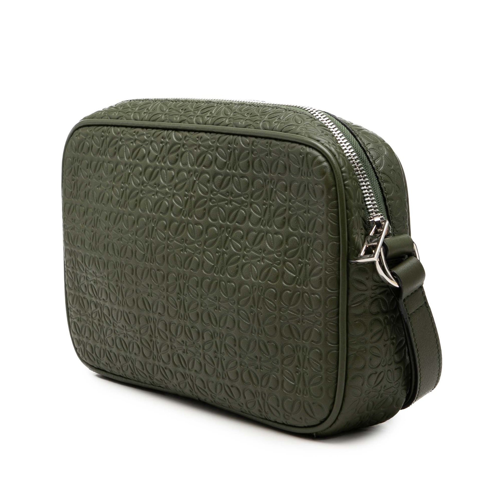 LOEWE Embossed Anagram Leather Wristlet Pouch
