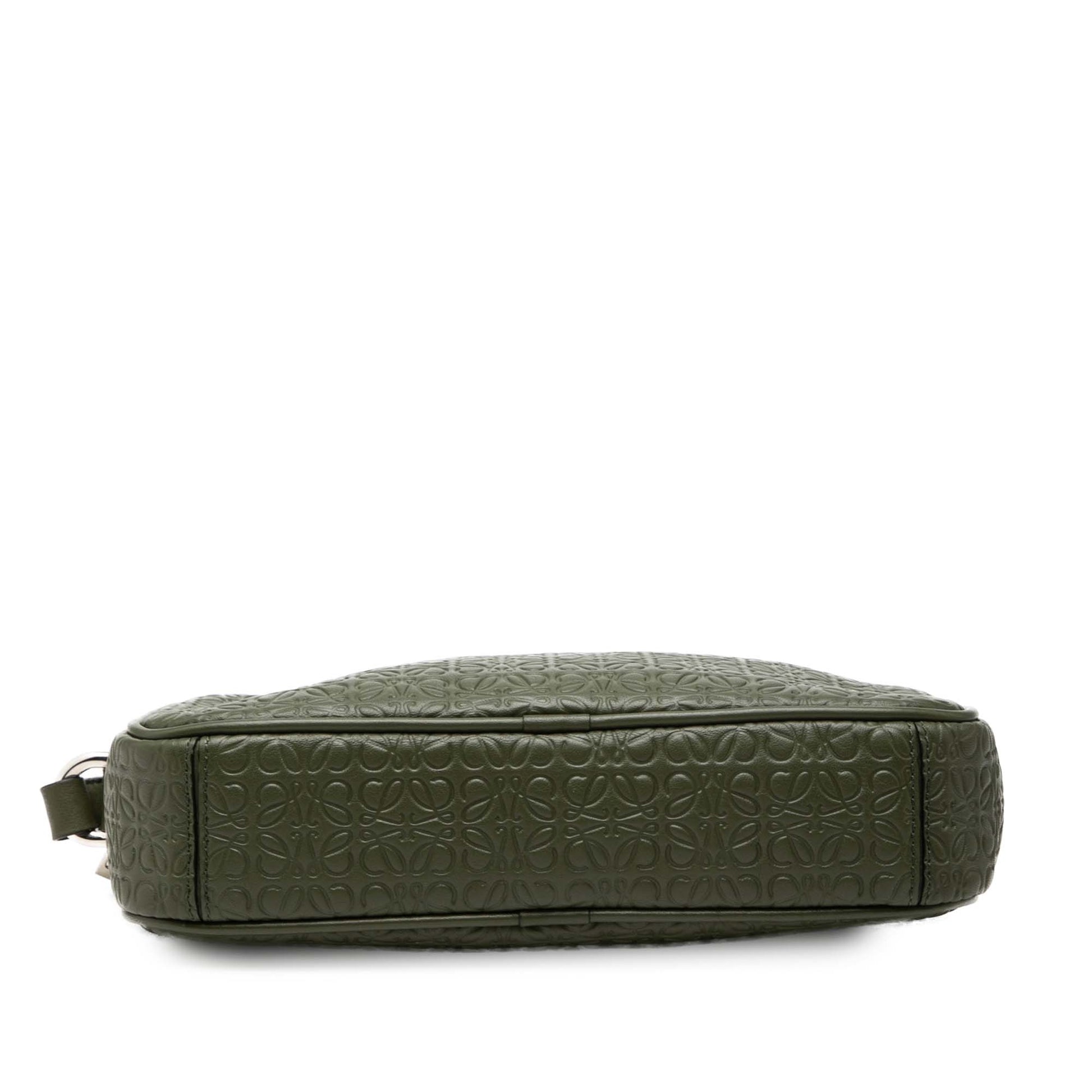 LOEWE Embossed Anagram Leather Wristlet Pouch