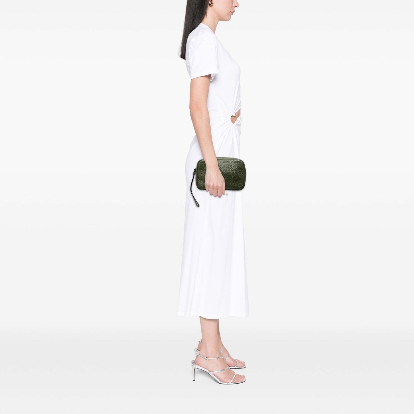 LOEWE Embossed Anagram Leather Wristlet Pouch