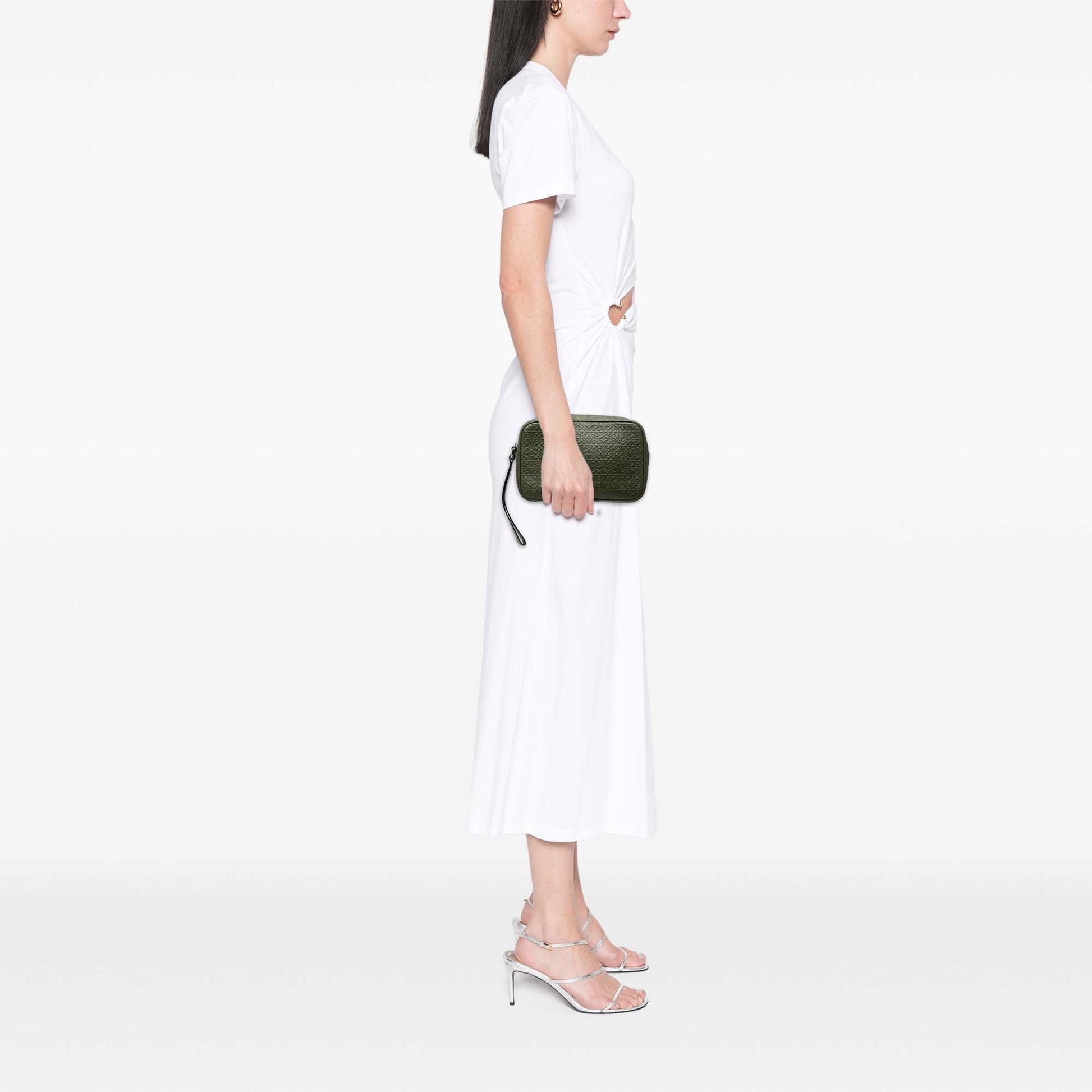 LOEWE Embossed Anagram Leather Wristlet Pouch