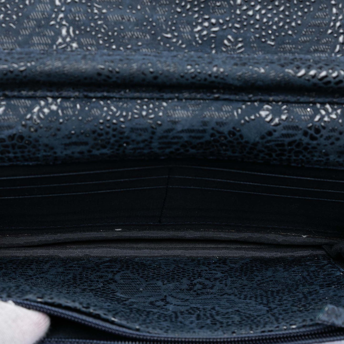 CC Lace Overlay Goatskin Wallet On Chain