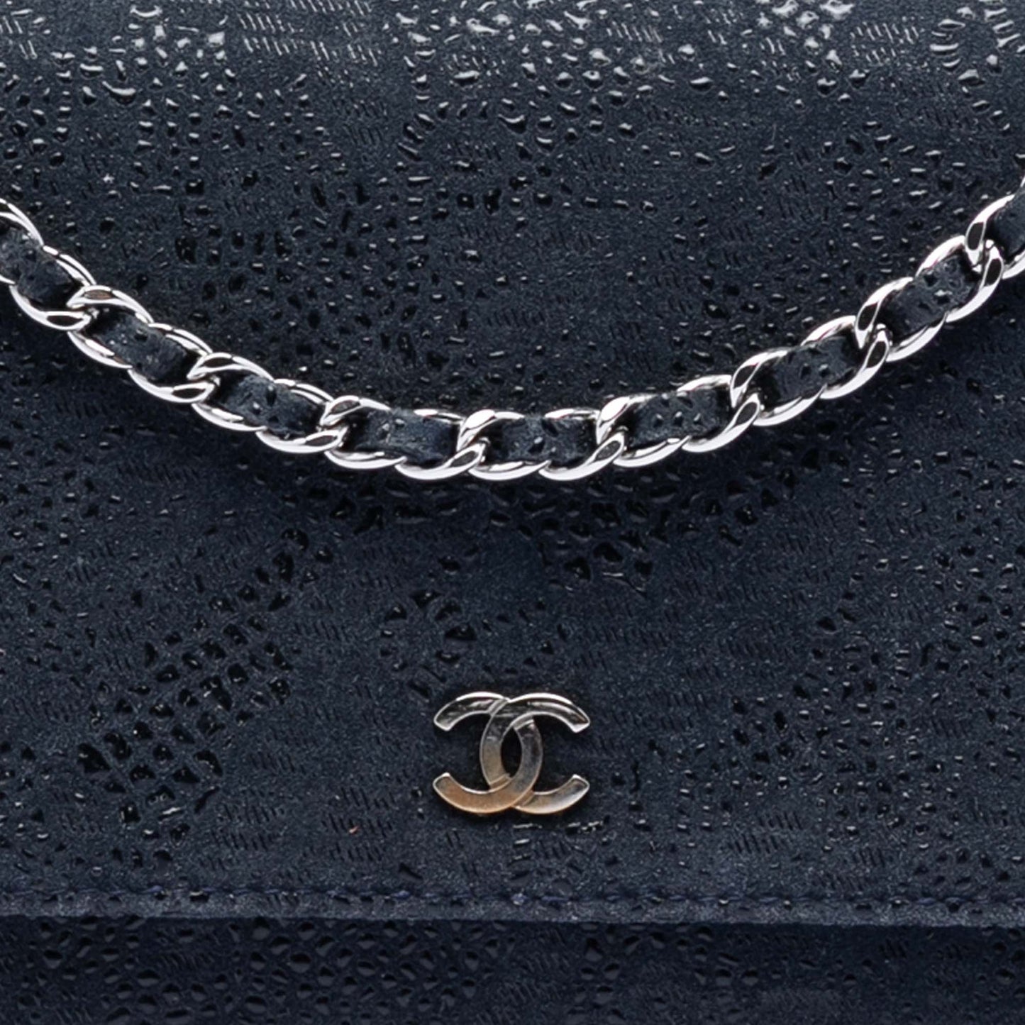 CC Lace Overlay Goatskin Wallet On Chain