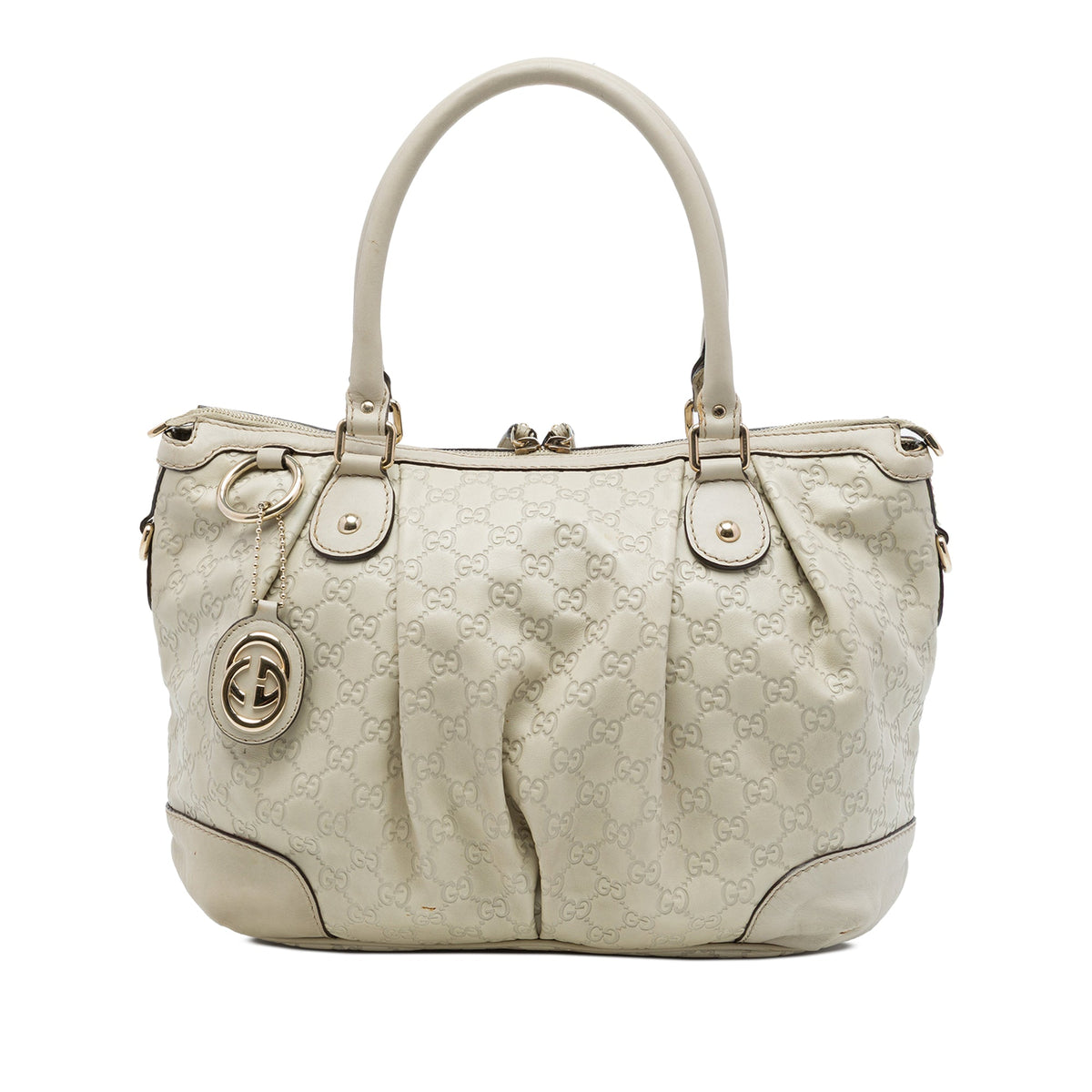 Gucci Guccissima Sukey Satchel — White
