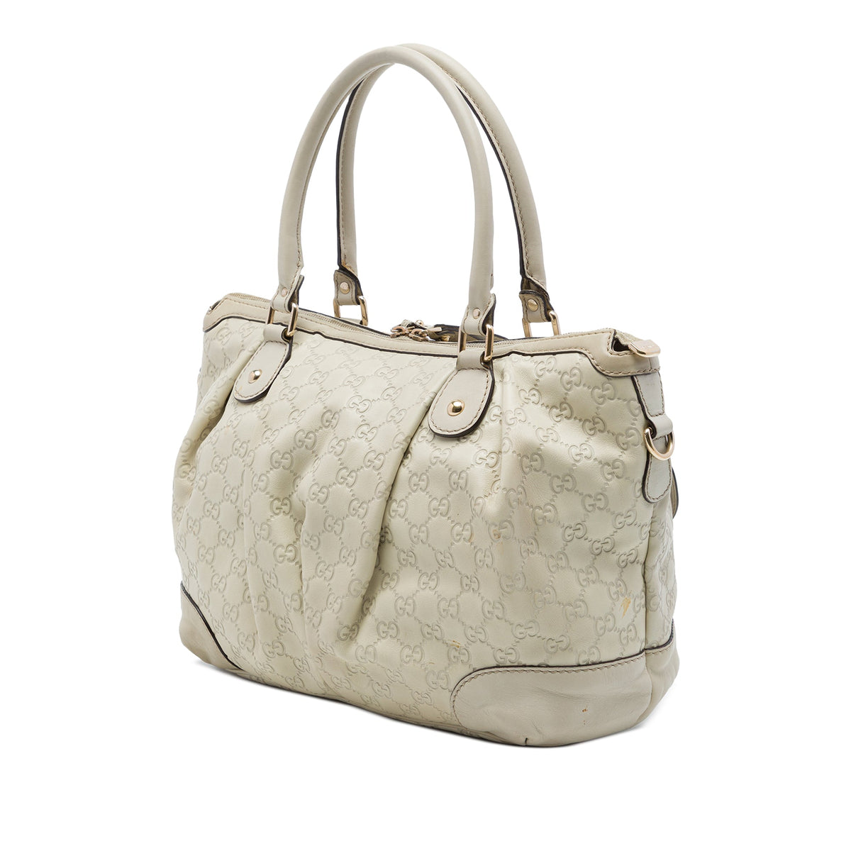 Gucci Guccissima Sukey Satchel — White
