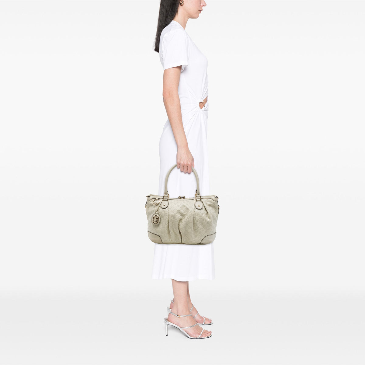 Gucci Guccissima Sukey Satchel — White