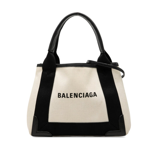 Balenciaga Canvas Navy Cabas Satchel XS