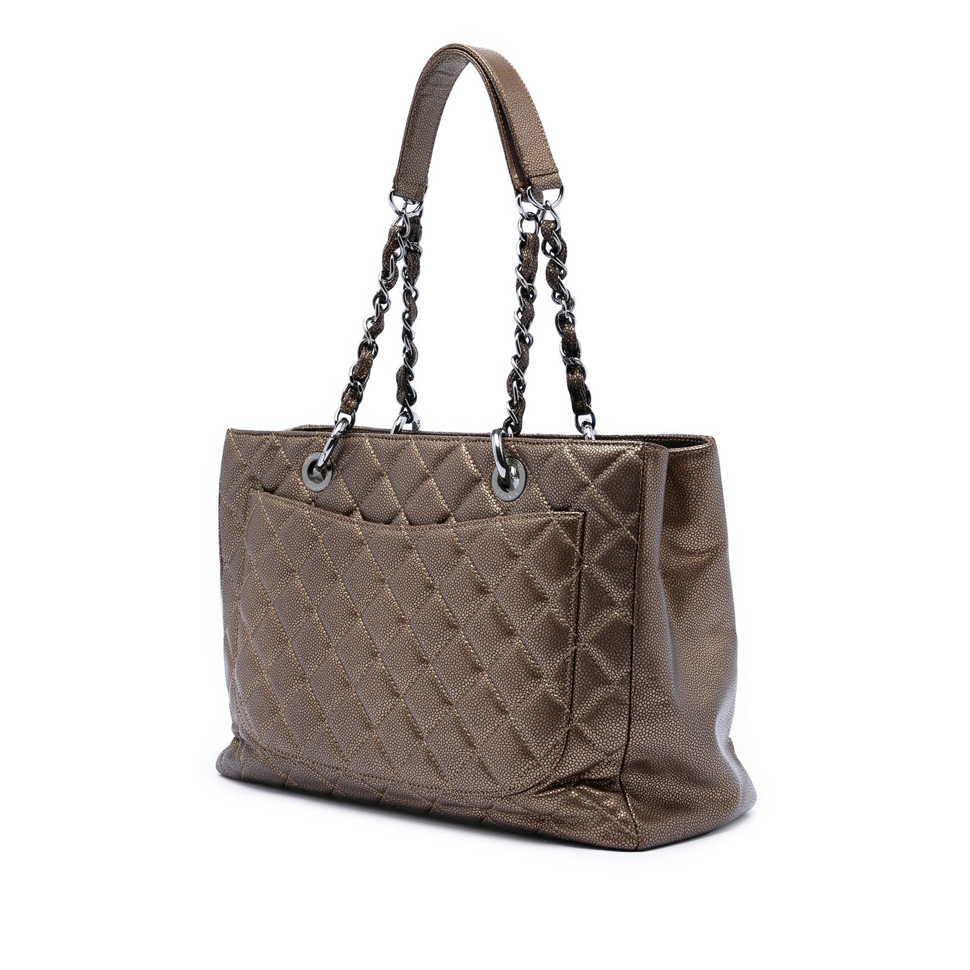 Chanel Metallic Caviar Grand Shopping Tote