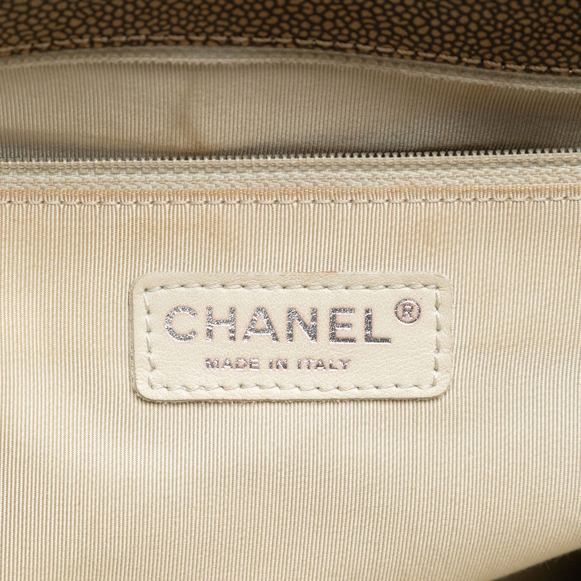Chanel Metallic Caviar Grand Shopping Tote