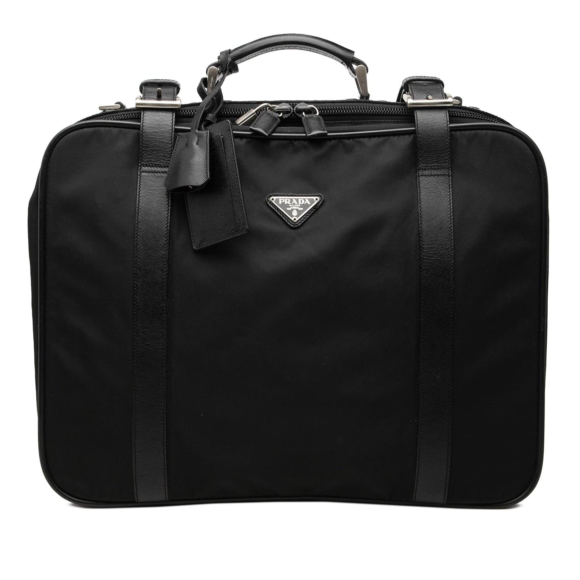 Prada Saffiano Trimmed Tessuto Suitcase Bag