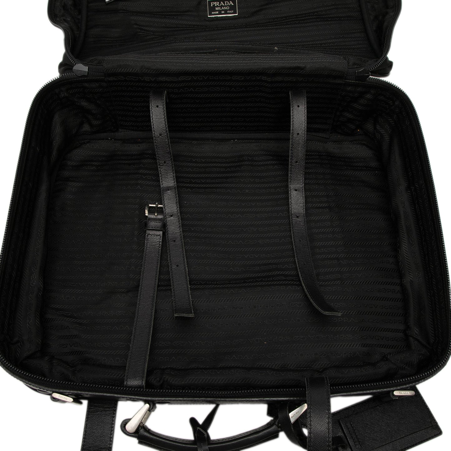 Prada Saffiano Trimmed Tessuto Suitcase Bag