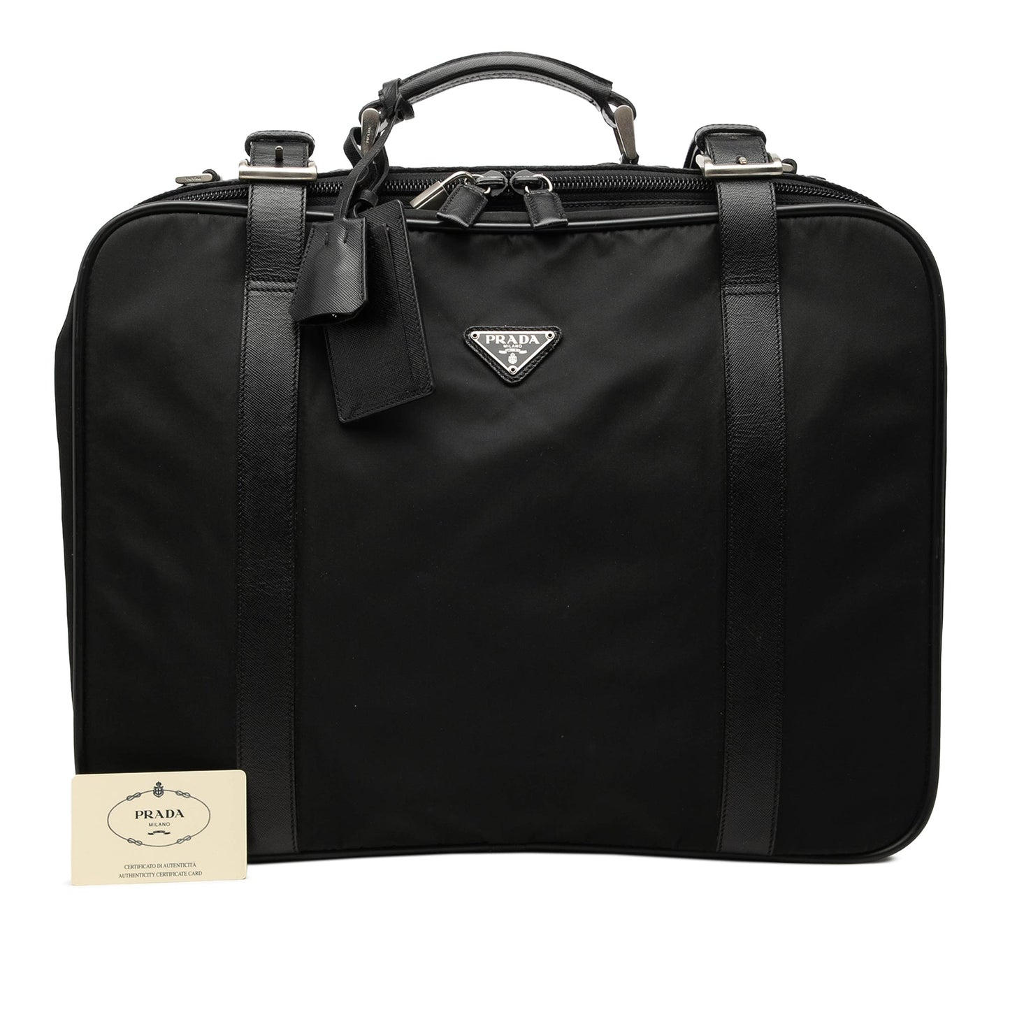 Prada Saffiano Trimmed Tessuto Suitcase Bag